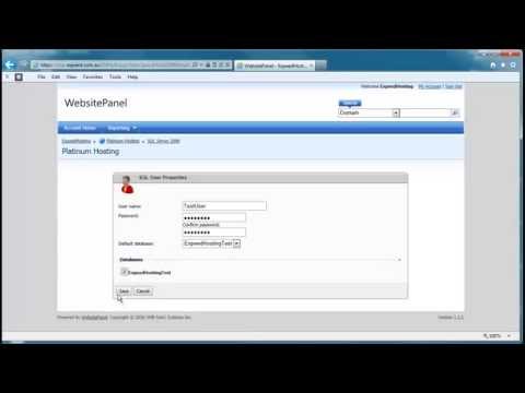 MSSQL database and user configuration with WebsitePanel