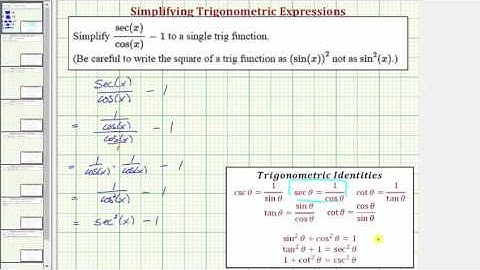 Ex: Simplify a Trigonometric Expression: 1 - (trig)/(trig)