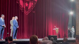 UB football player introductions at MAC Media Day in Detroit