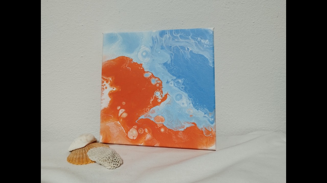 💙🧡💙 Fluid Art | Acrylic Pouring | Open Cup Technique 🧡💙🧡