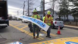 2019 Boston Marathon starting line painting