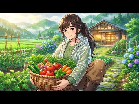 🌧️ Cozy Rainy Harvest in the Japanese Countryside 🍅 | Ghibli Inspired ASMR • Slow Living