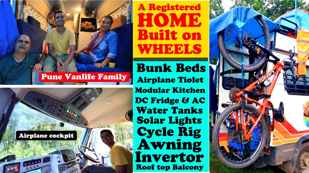 VLOG 137 SELF-MADE HOME BUILT ON WHEELS BY PUNE COUPLE / INDIAN RV / CAMPERVAN / MOTORHOME / VANLIFE