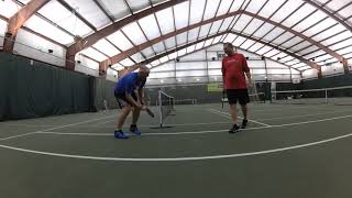 Competitive pickleball play with Andy Fischer, Jeremy Toney, and Mark Grupp