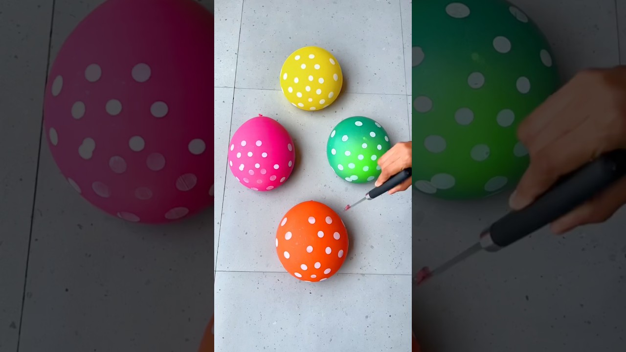 Balloons popping challenge 😍💥 satisfying with polka dot balloons