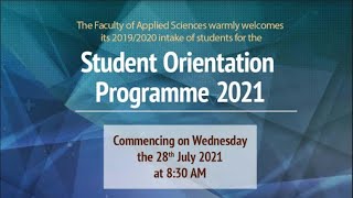 Faculty of Applied Sciences   Student Orientation Program 2021   Day 1 Evening Session