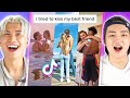 Koreans React To TikTok's I Tried To Kiss My Best Friend Challenge | Peach Korea