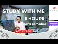Study with me LIVE | 50/10 Pomodoro Technique | 6 Hours | Real River Sounds (No Music)