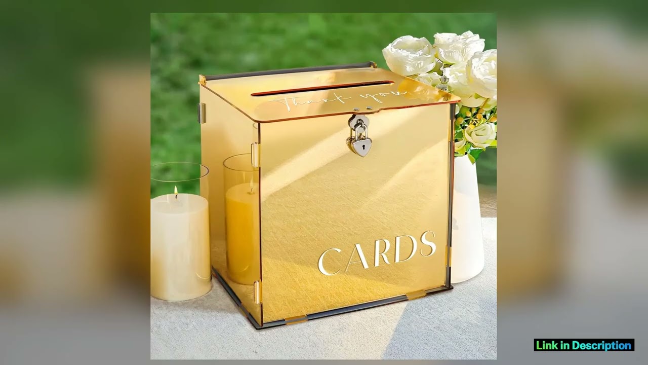 Gold Mirror Acrylic Wedding Card Boxes for Reception Money Gift Cards Box for Party Engagement