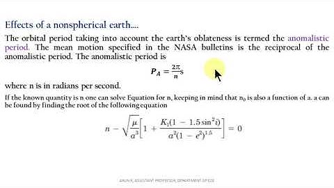 EC 404   ADVANCED COMMUNICATION SYSTEMS   MODULE 3   PART 7  ORBIT PERTURBATION   EFFECT OF NON SPHE