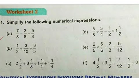 Dav Class 5 Math Unit 8 Worksheet 2 || Simplification Of Numerical Expression || @madhubanclasses