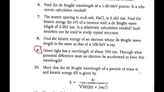 Solution of Arthur Beiser's concepts of modern physics@chapter 3 problem no.9