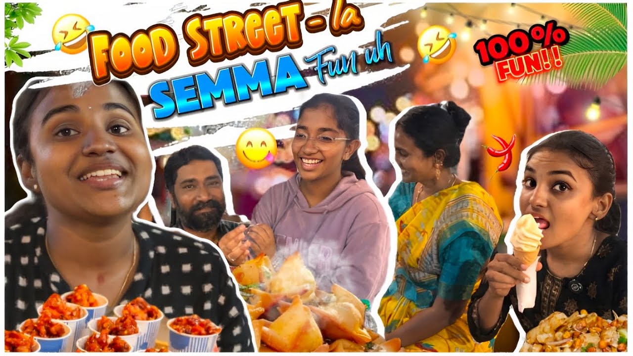 Food Street La Oreh Fun Mama Familyoda 🤣🩷 #poojaskitchen #gst #foodstreet #vlog #tamil