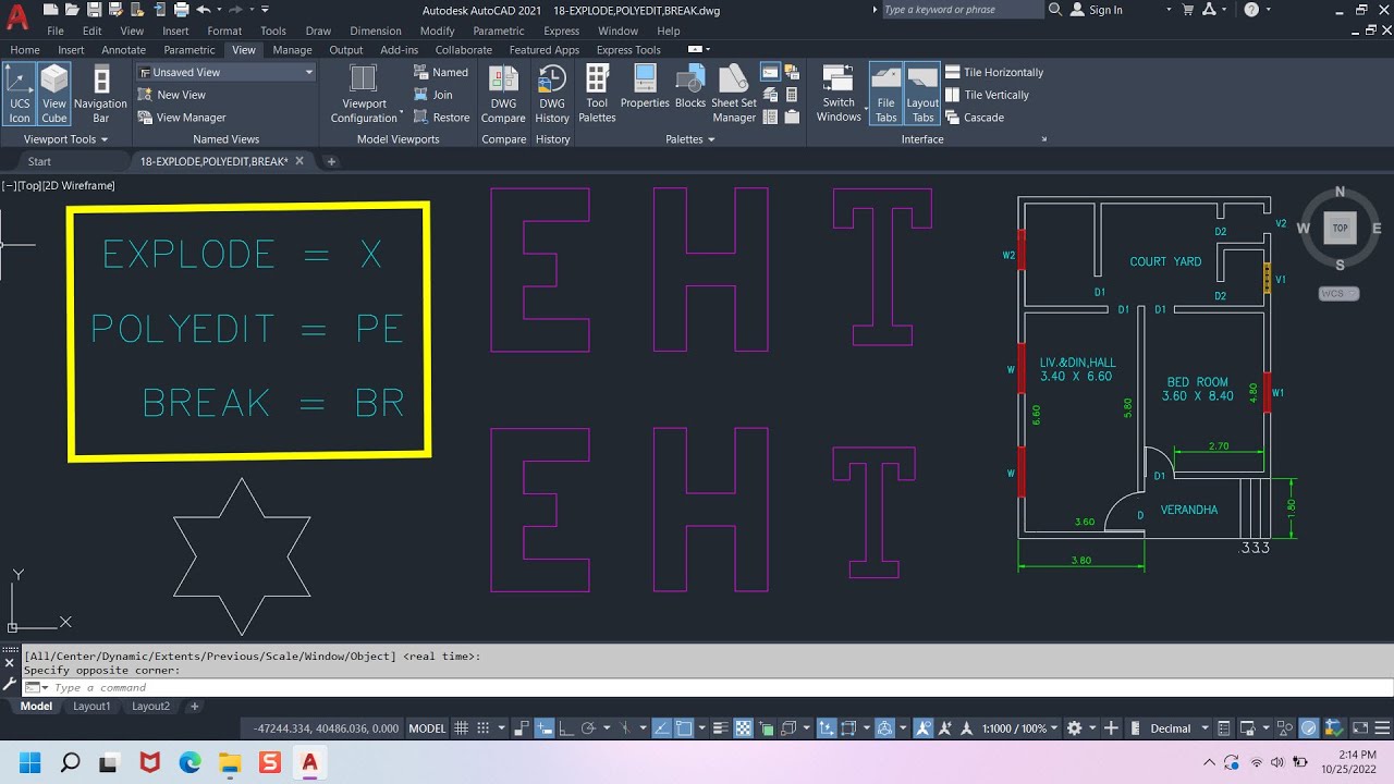 EXPLODE,POLYEDIT & BREAK COMMAND WITH DETAILS (AUTOCAD FOR BEGINNERS ...