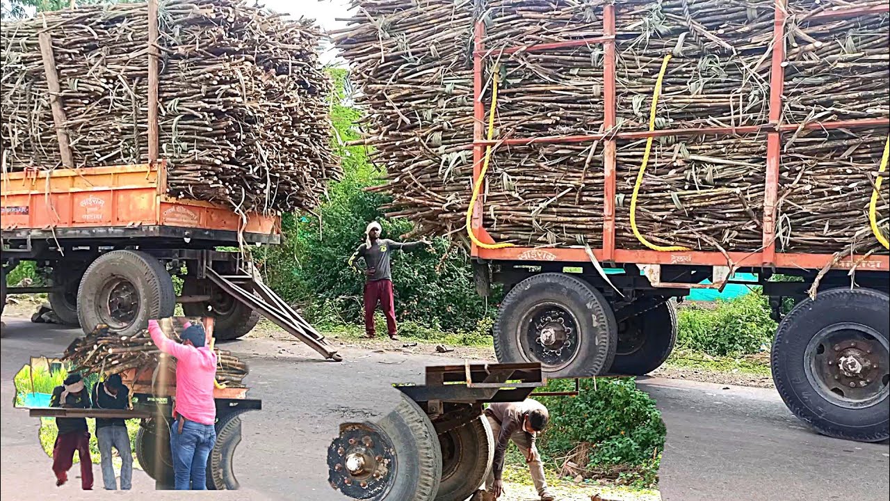 how to joint sugarcane loaded traler॥Dohn Deer5310॥Tractor Videos