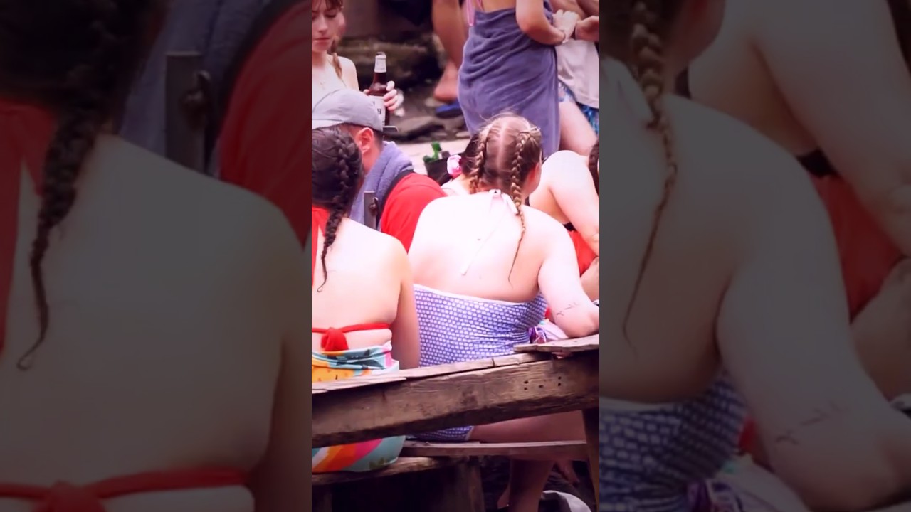 Teen Girls Leap Into Hidden Jungle Pool 🌿 #Shorts