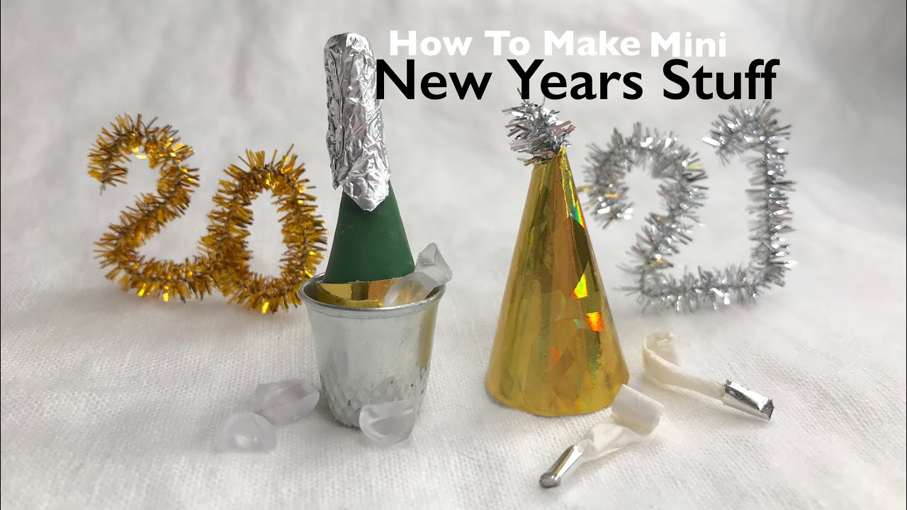 DIY how to make mini New Years stuff! Party hat | noisemaker | bottle