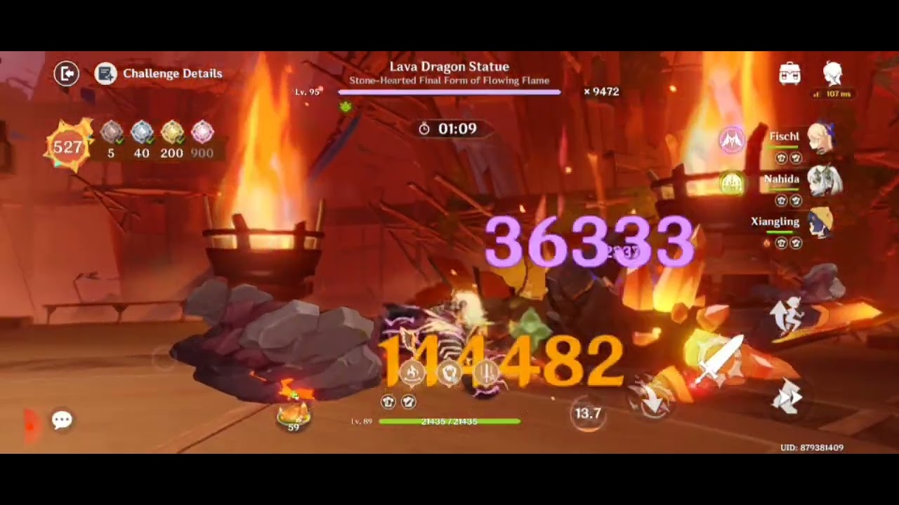 Genshin Impact 5.5 Unlimited Fighting Championship (Combat Event) : Lava Dragon Statue 900 Score