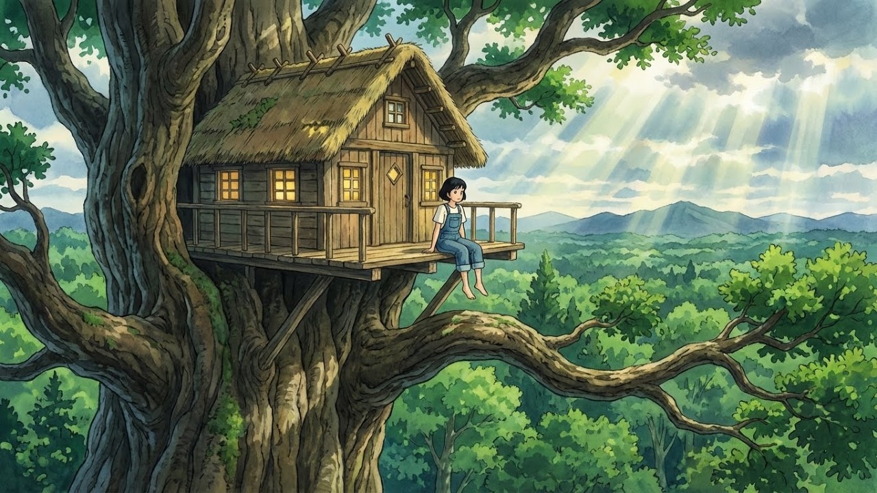 Living Alone in a Secret Treehouse | Cozy Life | Ghibli Style