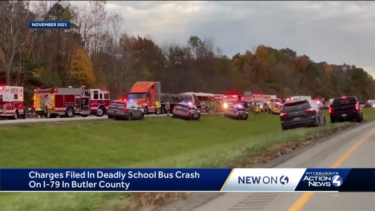 Charges filed in deadly school bus crash on I-79 in Butler County - YouTube