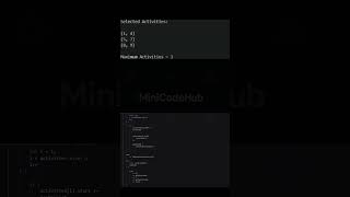 C++ Activity Selection | Greedy Algorithm #CPP #Algorithms #Greedy #Coding #MiniCodeHub