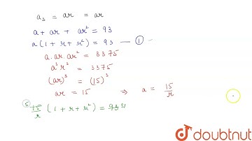 Find\n the three numbers in G.P. whose sum is 93 and whose product is 3375 .  | 12 | SEQUENCES A...