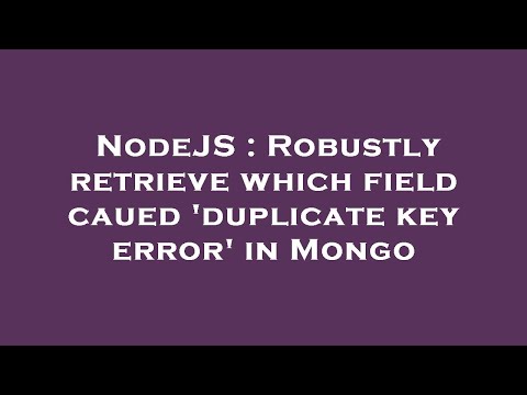 NodeJS : Robustly retrieve which field caued 'duplicate key error' in Mongo