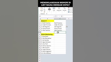 CARA MENGHILANGKAN NOMOR DI LIST NAMA DGN CEPAT🤩👌#shorts #excel #exceltips