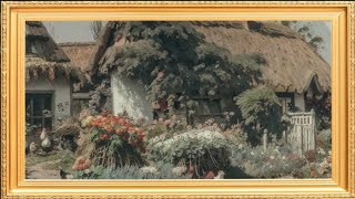 Cottagecore Serenity gold frame tv art water color canvas wallpaper background screenshot 1