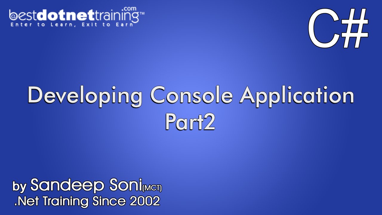 C# training for beginners - Developing Console Application - V2 - YouTube