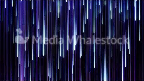 Abstract meteoric shower, colorful blue particles falling down on black background, seamless loop
