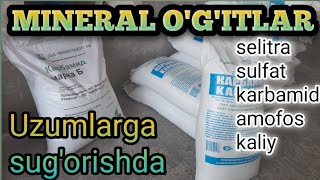 Uzumlarga sug'orishda solinadigon mineral o'g'itlar. Dorilar narxlari