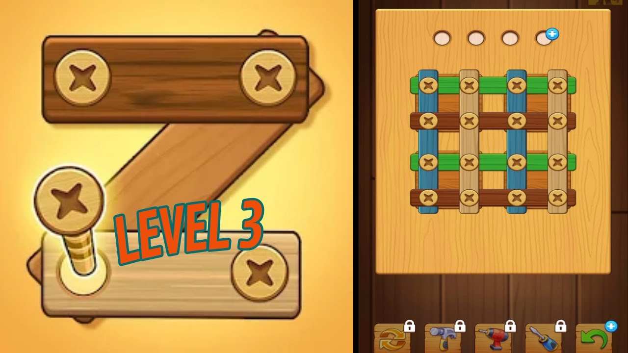🏅 SCREW PUZZLE: Wood Nut & Bolt 🤪 Level 3 🧩 Gameplay Walkthrough