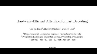 [QA] Hardware-Efficient Attention for Fast Decoding