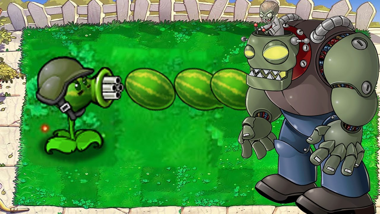 Plants vs Zombies : Gatling Pea fire Watermelon vs Dr Zomboss vs all ...