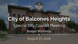 Special City Council Meeting - Budget Workshop - August 17, 2026