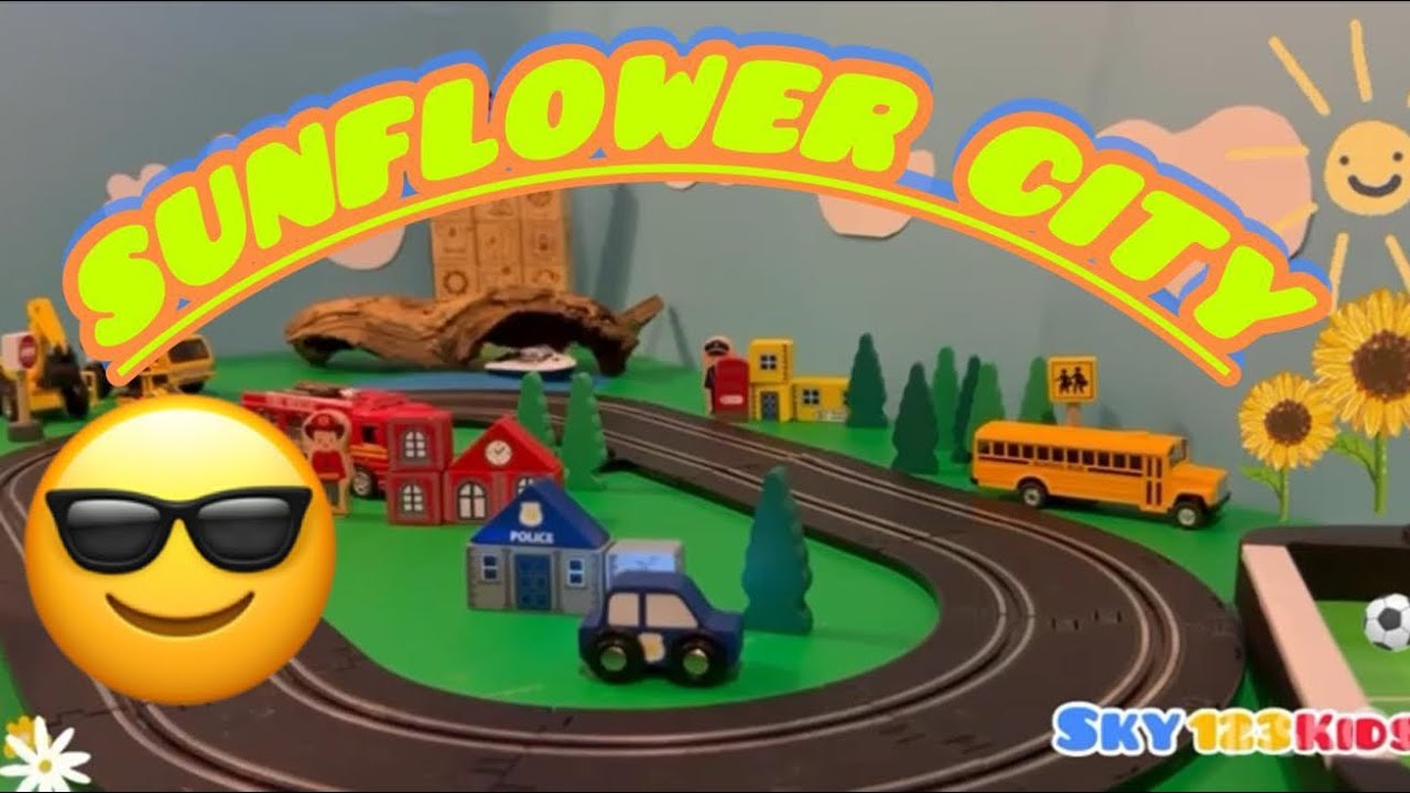 Sunflower City Adventure: Happy City with fire truk, police car and School Bus