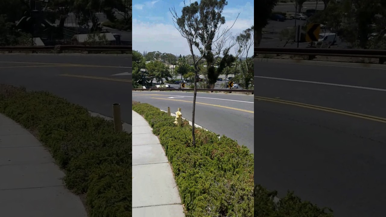 Ebus electric conversion of Gillig bus climbing Signal Hill, CA 14% grade outside view