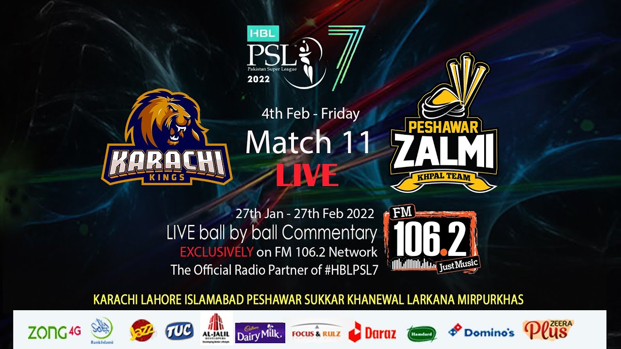 FM1062 PSL7 2022 COMMENTARY LIVE STREAM Karachi Kings vs Peshawar Zalmi 