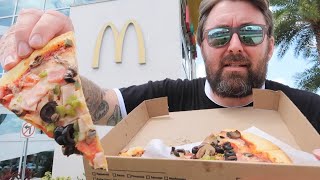 Trying McPizza in Orlando at Worlds Largest McDonalds - Fast Food Pizza Review / International Drive