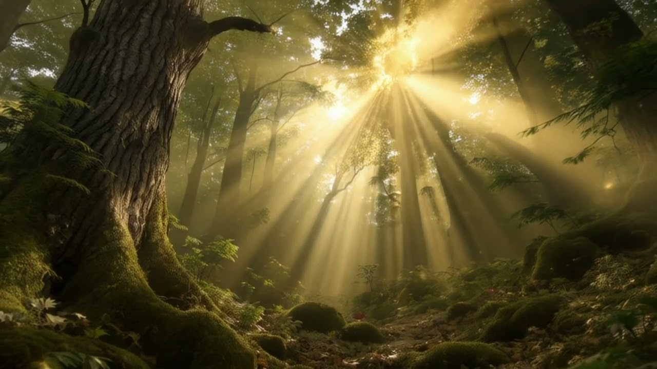 🌳 Peaceful forest Vibes with Relaxing Piano Music 🌧️ Soft Wind Sound for Study & Work