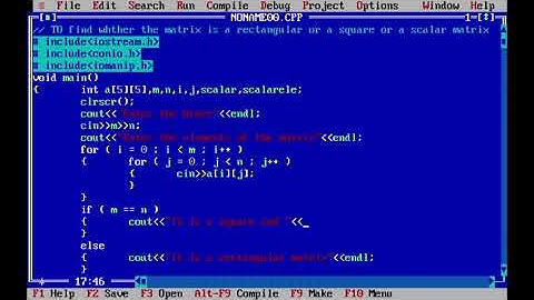 C++ Program to find whether the matrix is a rectangular or a square or a scalar matrix