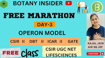 FREE CLASS -DAY 3- OPERON MODELS  I  Genetics II LAC Operon I TRYP operon CSIR UGC NET Lifescience