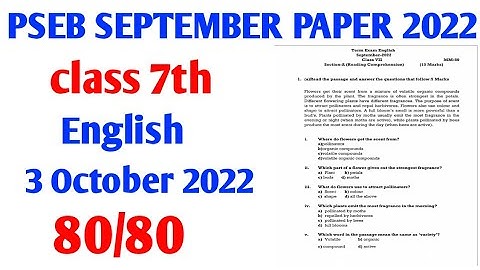 #pseb board class 7th English real paper exam term 3 October 2022