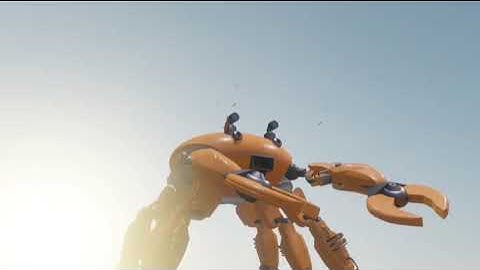Blender giant mechanical crab walk animation.
