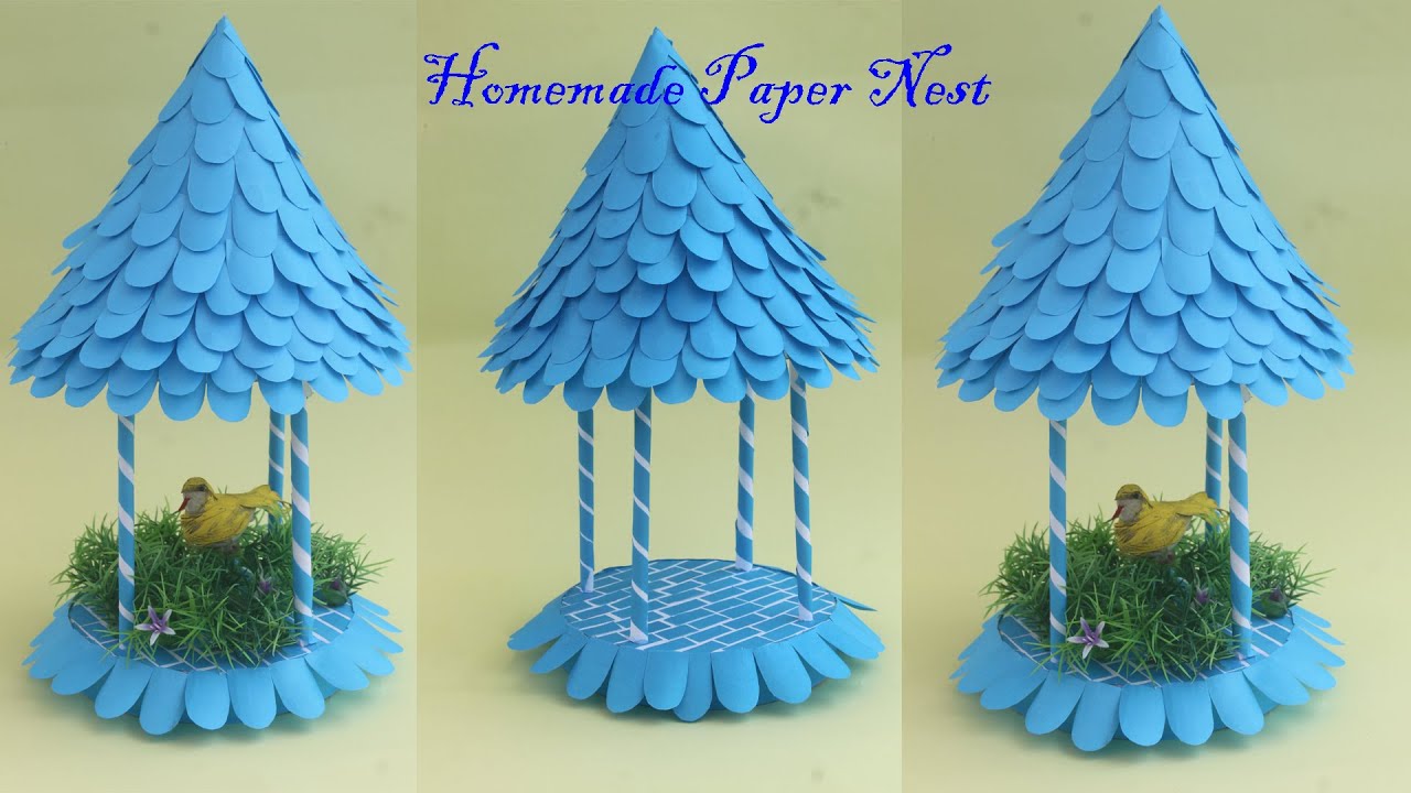 Awesome homemade paper nest How to make bird nest with paper