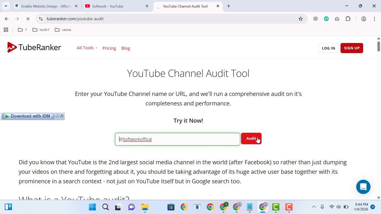 Как бесплатно провести аудит своего YouTube-канала с помощью онлайн-инструмента для аудита YouTub...