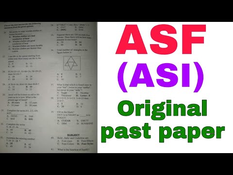 ASF ASI Original Paper | ASF Asi past paper - YouTube