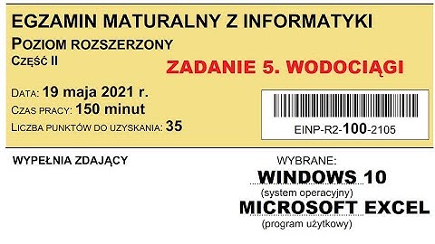 Matura Informatyka 2021. Zadanie 5. Wodociągi. EXCEL