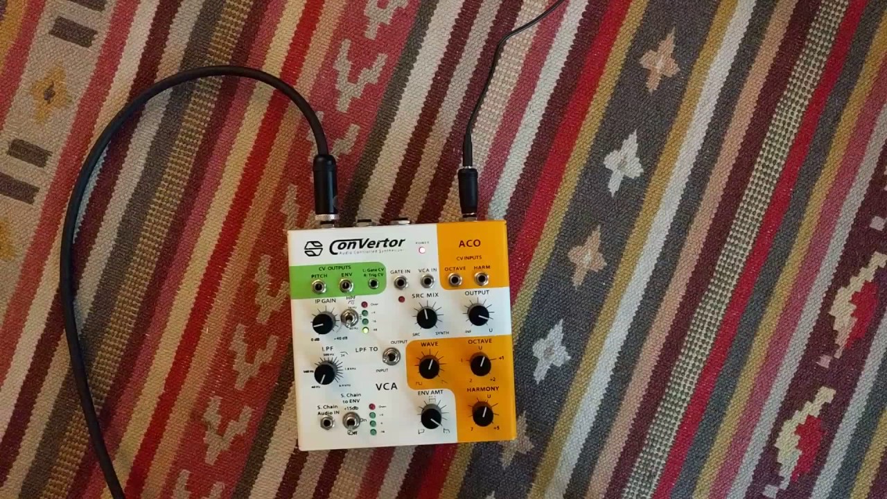Jamming on bass into Sonicsmith's Convertor audio controlled synth pedal -- 2017-08-09